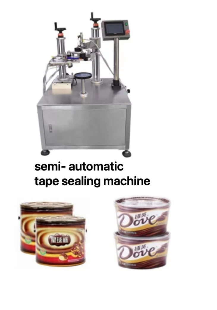 Semi Automaitc Tape Sealing Machine For Cookie Biscuit Snack Food Container